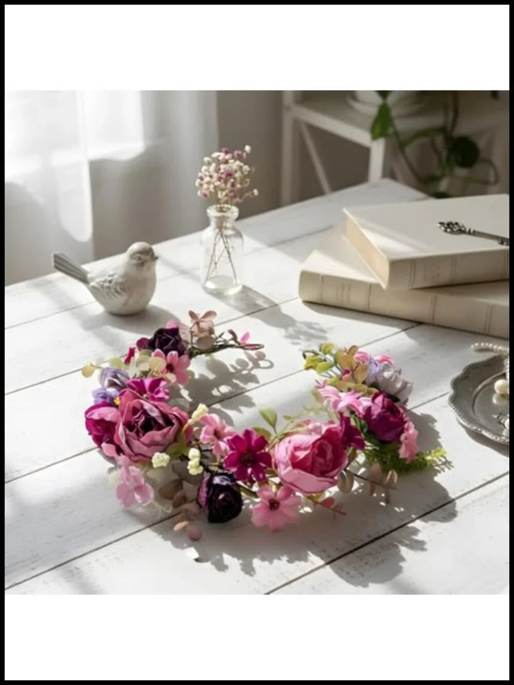 Artificial Rose Daisy Floral Hair Crown Headpiece for Weddings
